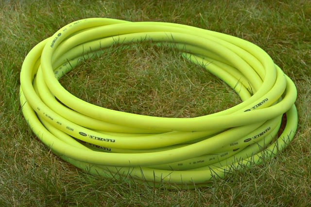 Flexzilla garden hose on lawn