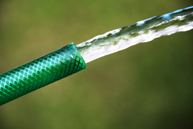 Water flowing from garden hose